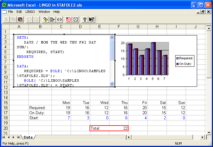 Embedding LINGO Models in Excel